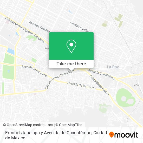 Ermita Iztapalapa y Avenida de Cuauhtémoc map