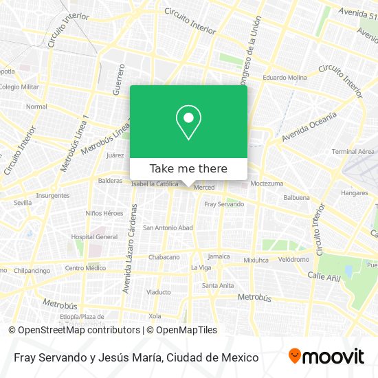 Fray Servando y Jesús María map