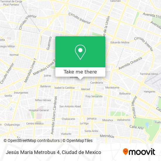 Jesús María Metrobus 4 map
