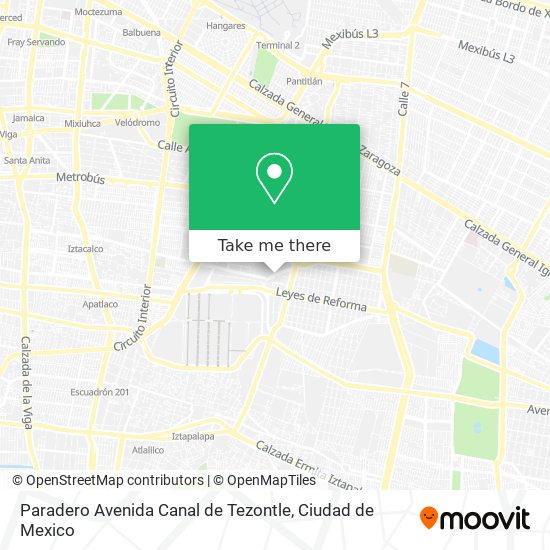 Mapa de Paradero Avenida Canal de Tezontle