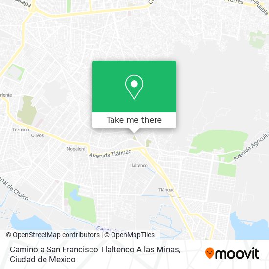 Camino a San Francisco Tlaltenco A las Minas map