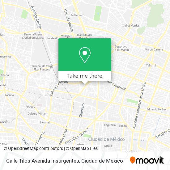 Calle Tilos Avenida Insurgentes map