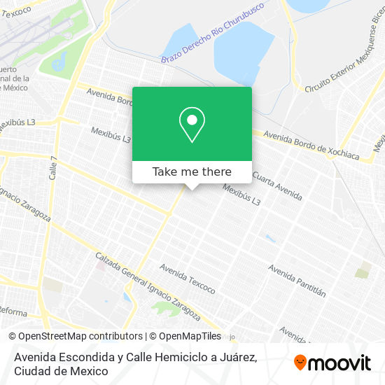 Mapa de Avenida Escondida y Calle Hemiciclo a Juárez