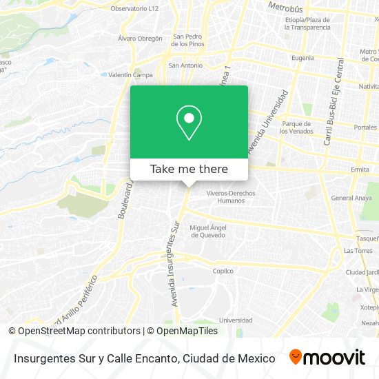 Insurgentes Sur y Calle Encanto map