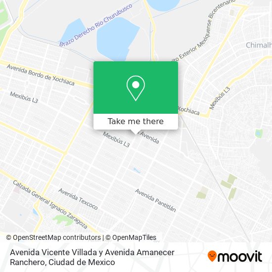 Mapa de Avenida Vicente Villada y Avenida Amanecer Ranchero