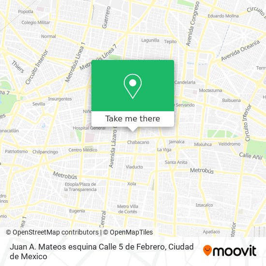 Juan A. Mateos esquina Calle 5 de Febrero map