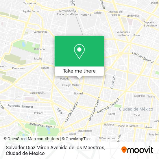 Salvador Díaz Mirón Avenida de los Maestros map