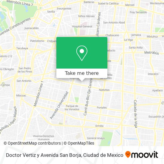 Doctor Vertiz y Avenida San Borja map
