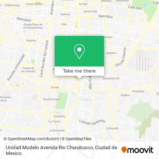 Unidad Modelo Avenida Río Churubusco map