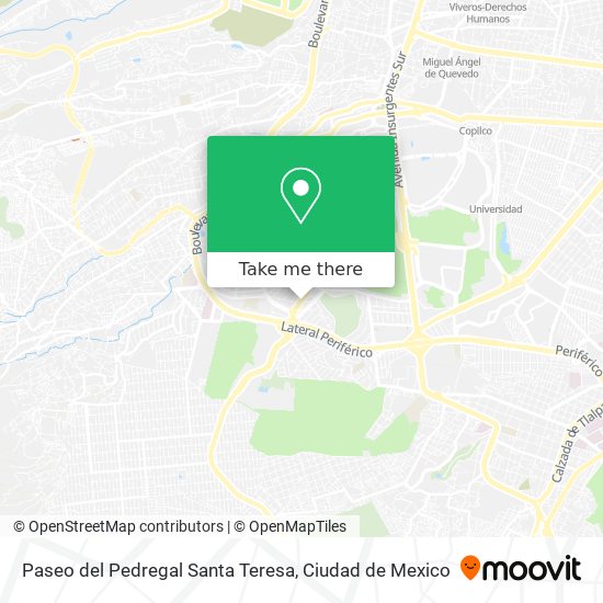 Paseo del Pedregal Santa Teresa map