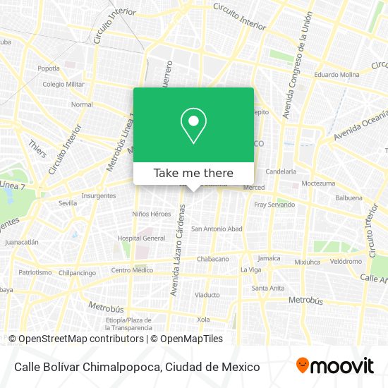 Calle Bolívar Chimalpopoca map