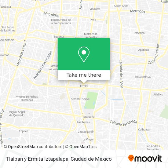 Tlalpan y Ermita Iztapalapa map