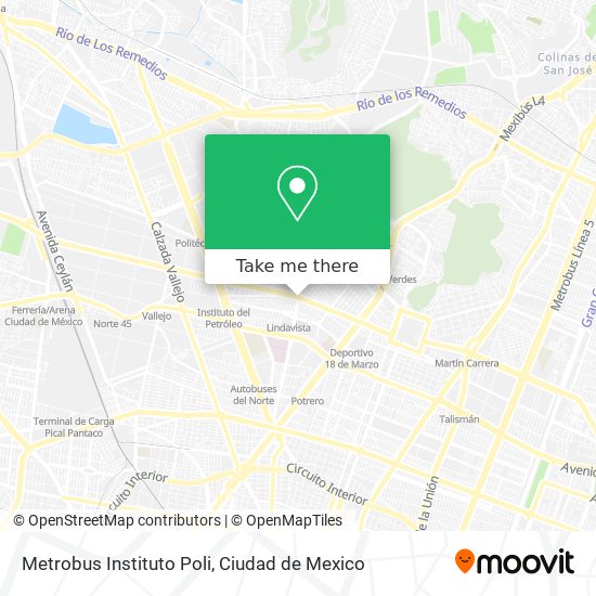 Metrobus Instituto Poli map