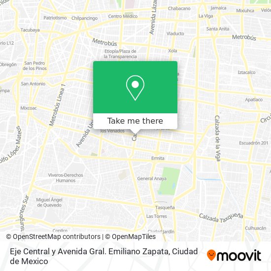 Mapa de Eje Central y Avenida Gral. Emiliano Zapata