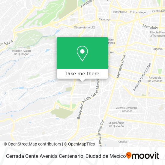 Mapa de Cerrada Cente Avenida Centenario