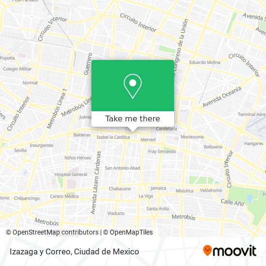 Izazaga y Correo map