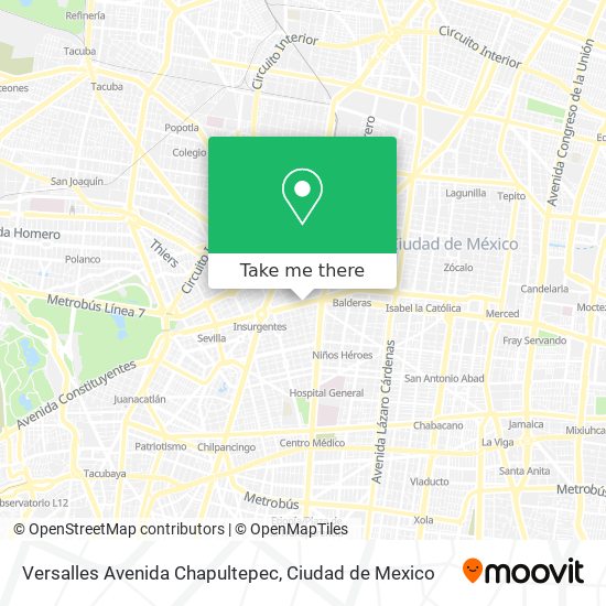 Versalles Avenida Chapultepec map