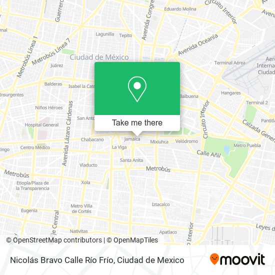 Mapa de Nicolás Bravo Calle Río Frío