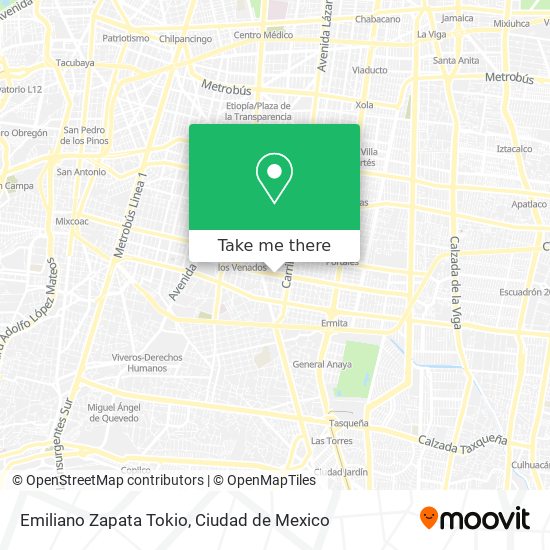 Emiliano Zapata Tokio map