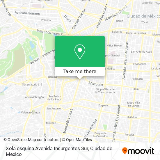 Mapa de Xola esquina Avenida Insurgentes Sur