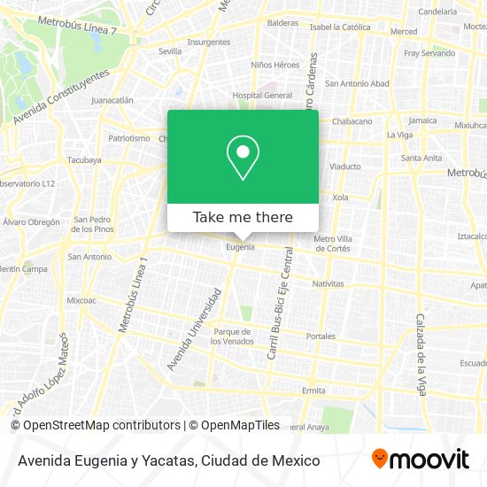 Avenida Eugenia y Yacatas map