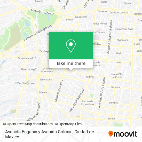 Avenida Eugenia y Avenida Colonia map