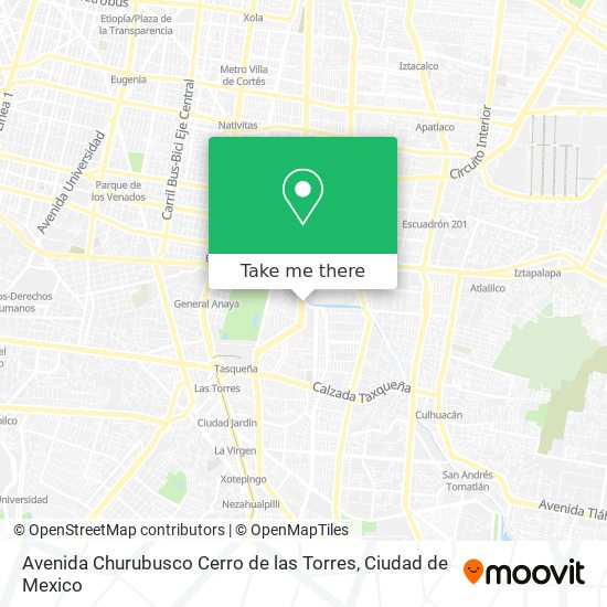 Avenida Churubusco Cerro de las Torres map