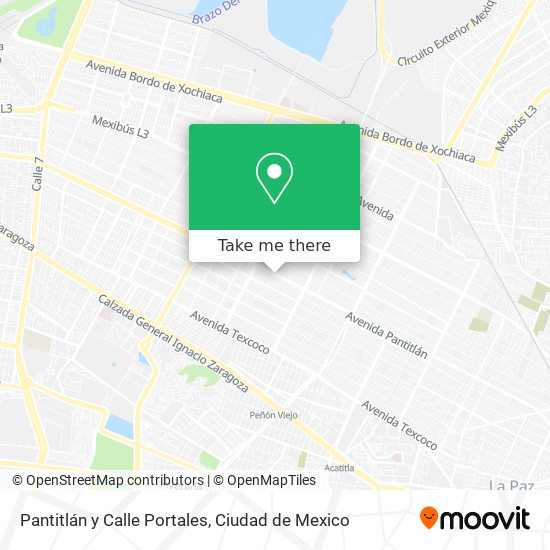 Pantitlán y Calle Portales map