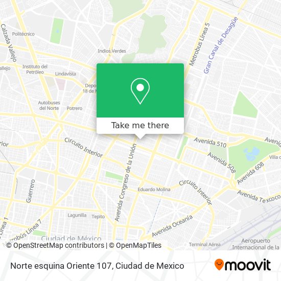 Mapa de Norte esquina Oriente 107