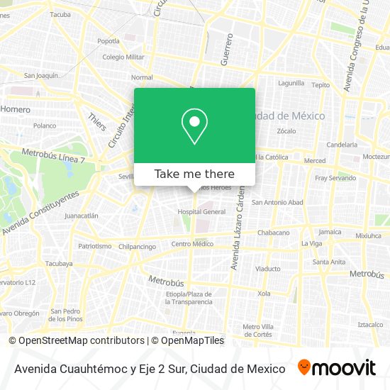 Avenida Cuauhtémoc y Eje 2 Sur map