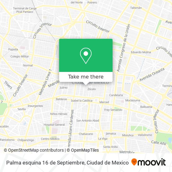 Palma esquina 16 de Septiembre map
