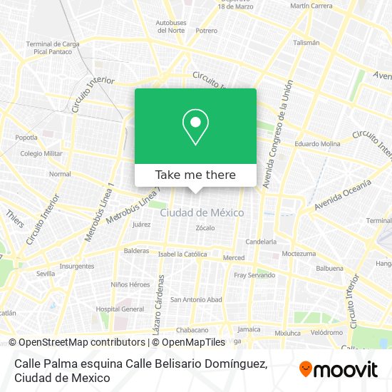 Calle Palma esquina Calle Belisario Domínguez map
