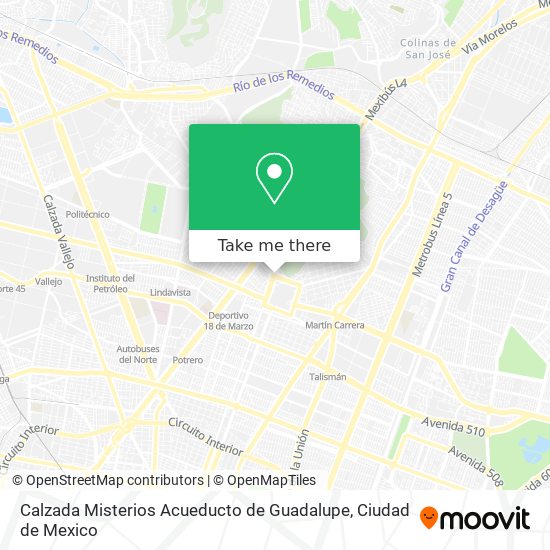 Calzada Misterios Acueducto de Guadalupe map