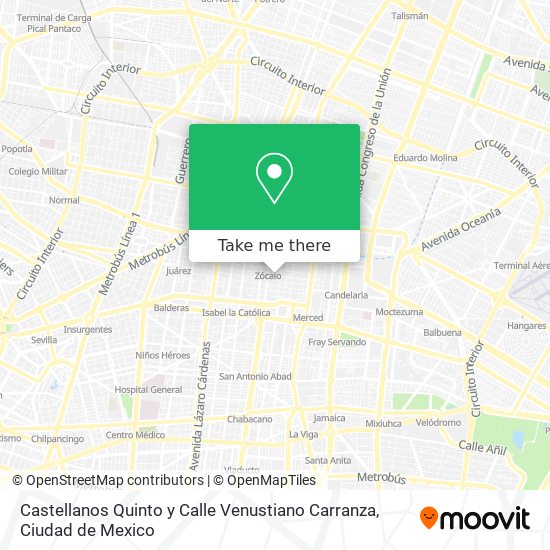 Castellanos Quinto y Calle Venustiano Carranza map