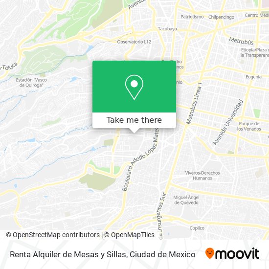 Renta Alquiler de Mesas y Sillas map