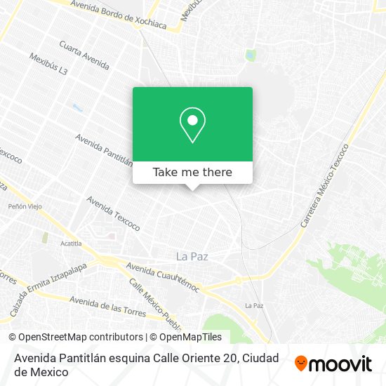 Mapa de Avenida Pantitlán esquina Calle Oriente 20