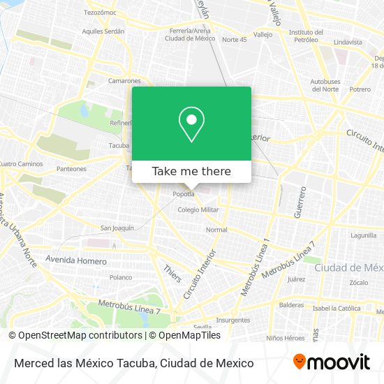 Mapa de Merced las México Tacuba