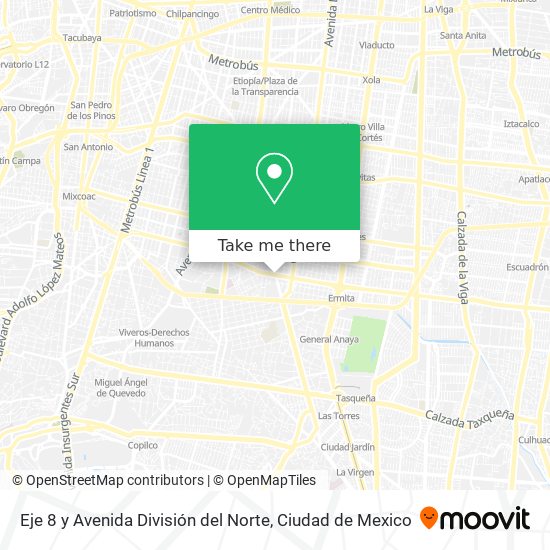 Eje 8 y Avenida División del Norte map