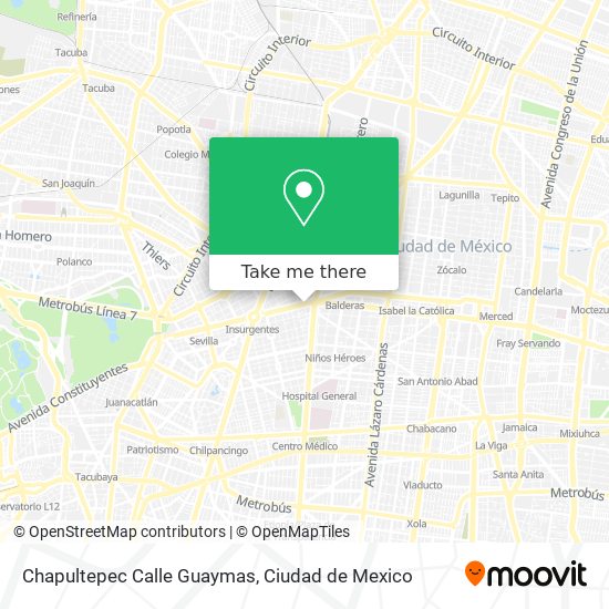 Mapa de Chapultepec Calle Guaymas