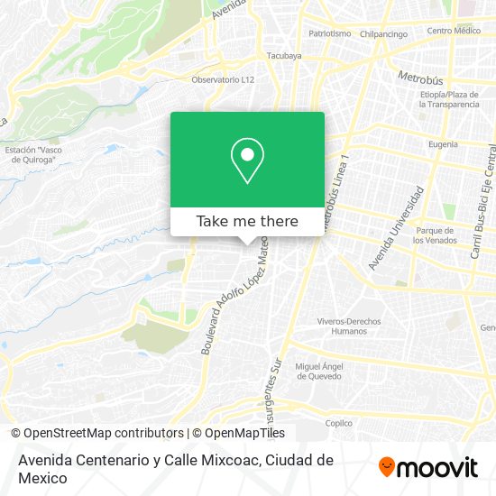 Avenida Centenario y Calle Mixcoac map