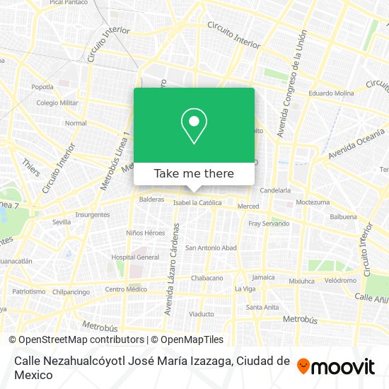 Mapa de Calle Nezahualcóyotl José María Izazaga