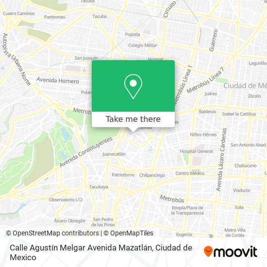 Calle Agustín Melgar Avenida Mazatlán map