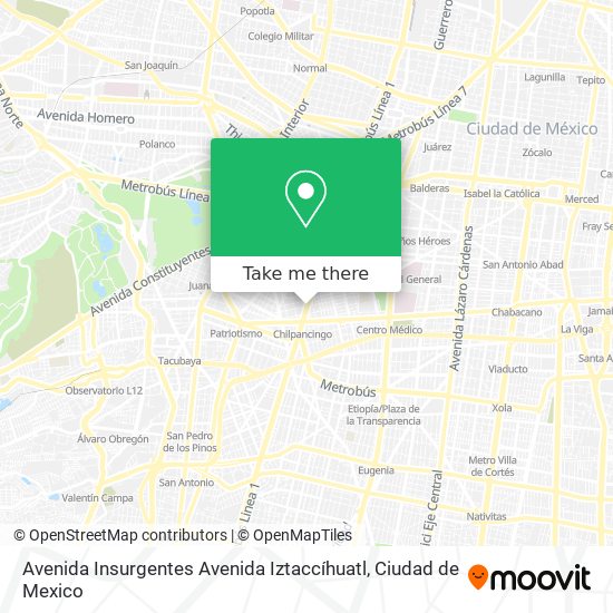 Avenida Insurgentes Avenida Iztaccíhuatl map