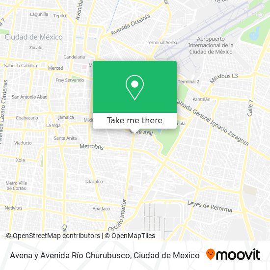 Mapa de Avena y Avenida Río Churubusco