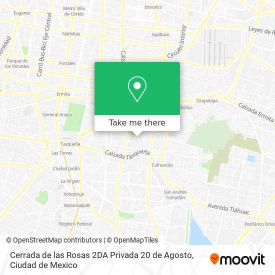 Cerrada de las Rosas 2DA Privada 20 de Agosto map