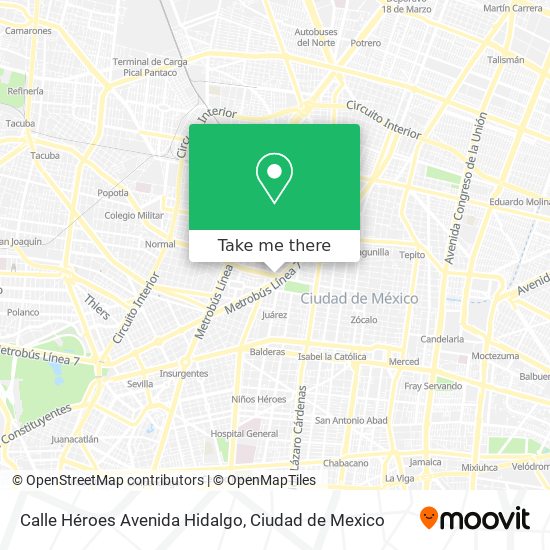 Calle Héroes Avenida Hidalgo map