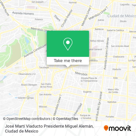 José Martí Viaducto Presidente Miguel Alemán map