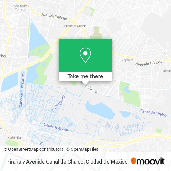 Piraña y Avenida Canal de Chalco map