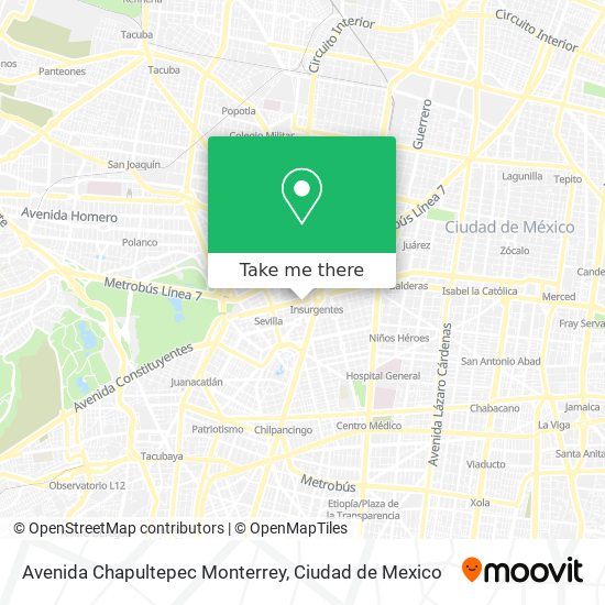 Avenida Chapultepec Monterrey map