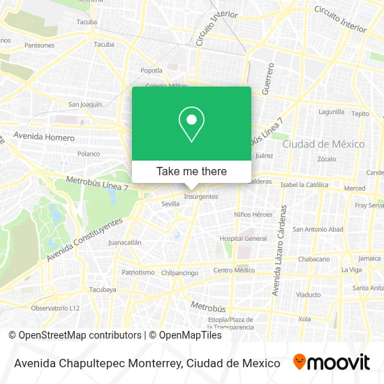 Avenida Chapultepec Monterrey map